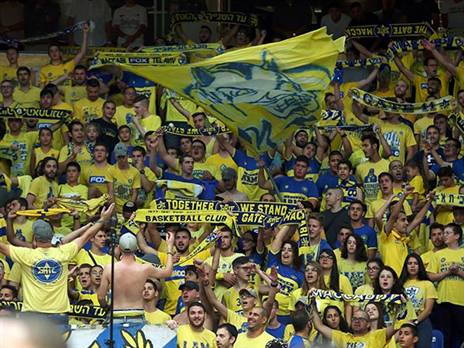 חזרו ליציעים, ובגדול. אוהדי מכבי ת"א (צילום: אלן שיבר)