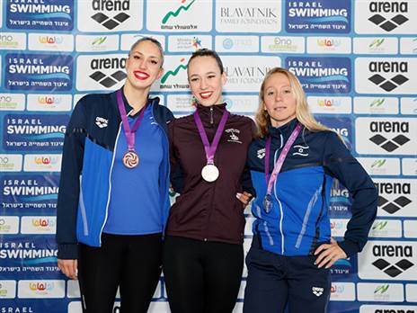 הכי צמוד שיש. בלכר, בובריצקי ואריאל על הפודיום (גיא יחיאלי, איגוד השחייה)