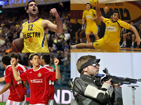 יוגב אוחיון, מאור מליקסון, עומר דבדה וסרגיי ריכטר (צילומים: אלן שיבר, gettyimages, איגוד הכדוריד, AFP)