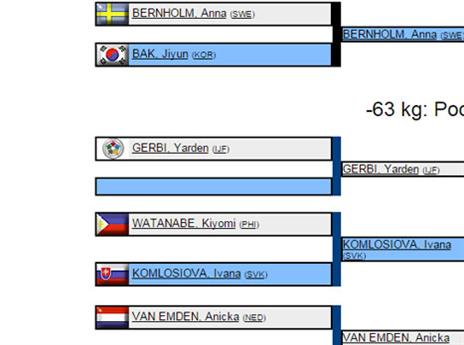 דגל איגוד הג'ודו הבינלאומי לצד שמה של ג'רבי (צילום מסך)