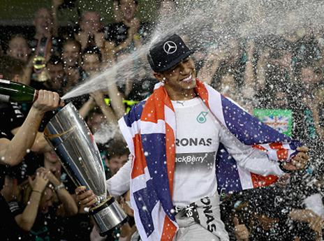 המילטון חוגג במירוץ ברזיל (getty)
