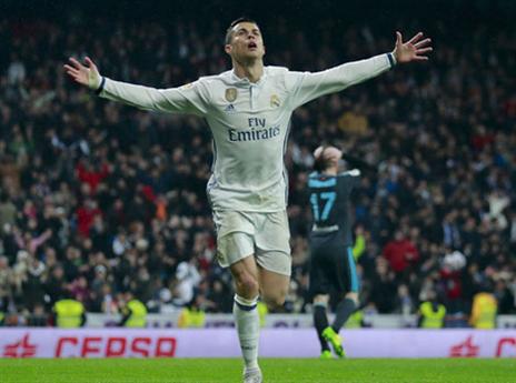 רונאלדו חוגג מול סוסיאדד. ענה לקהל ובגדול (Getty)