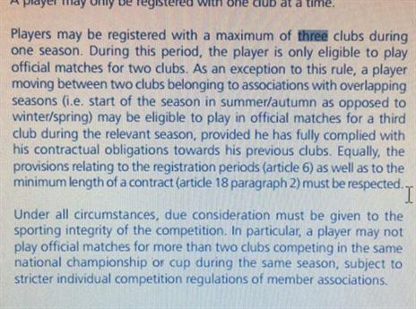 סעיף החוק בנוגע לרישום שחקנים (צילום מסך)