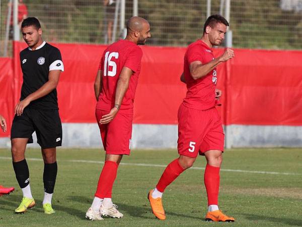 אבו עביד חגג ראשון. (קרדיט: מועדון כדורגל הפועל תל אביב)