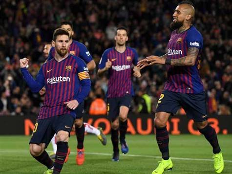 <STRONG>שער!!!</STRONG> המהפך הושלם: מסי לקח את הפנדל, בעט שטוח ימינה וכבש בקלות (David Ramos, Getty).