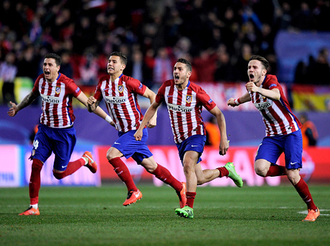שחקני אתלטיקו בטירוף אחרי הניצחון (getty)