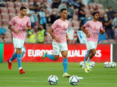 שחקני הנבחרות מתחממים (אלן שיבר)