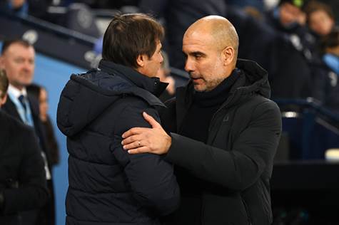 קונטה וגווארדיולה. המון כבוד בין שני המאמנים הגדולים (Getty)