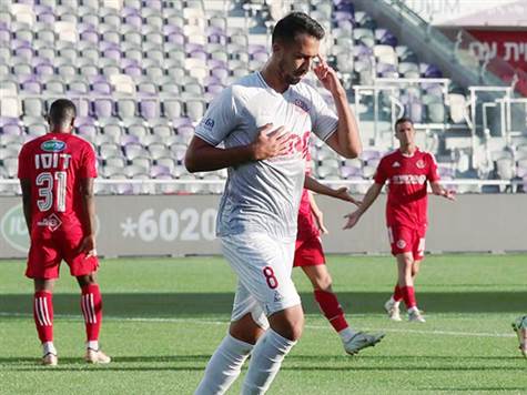 אליאל פרץ עם שער בכורה בליגה מאז שחזר בהופעת הבכורה בהרכב של הפועל חיפה (אלן שיבר)