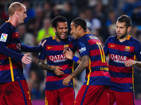 ניימאר והחברים צוחקים כל הדרך לניצחון (getty)