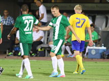 רובן ראיוס חוגג את השני שלו והשלישי של חיפה על ונטספילס (צילום: יוסי שקל)