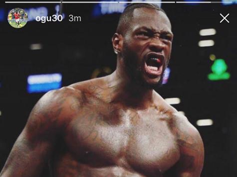 ג`ון אוגו העלה סטורי עם תמונתו של דאונטיי וויילדר, אלוף העולם באגרוף במשקל כבד. אולי כדי שהקשר יירגע מעט, כולנו זוכרים איך נגמר המשחק האחרון שלו מול מכבי ת``א..